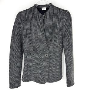 Armani Collezioni Black and Gray Herringbone Blazer Size 4